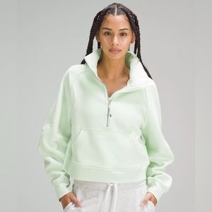 MWT Scuba Oversized Funnel Neck Half Zip in Kohlrabi Green